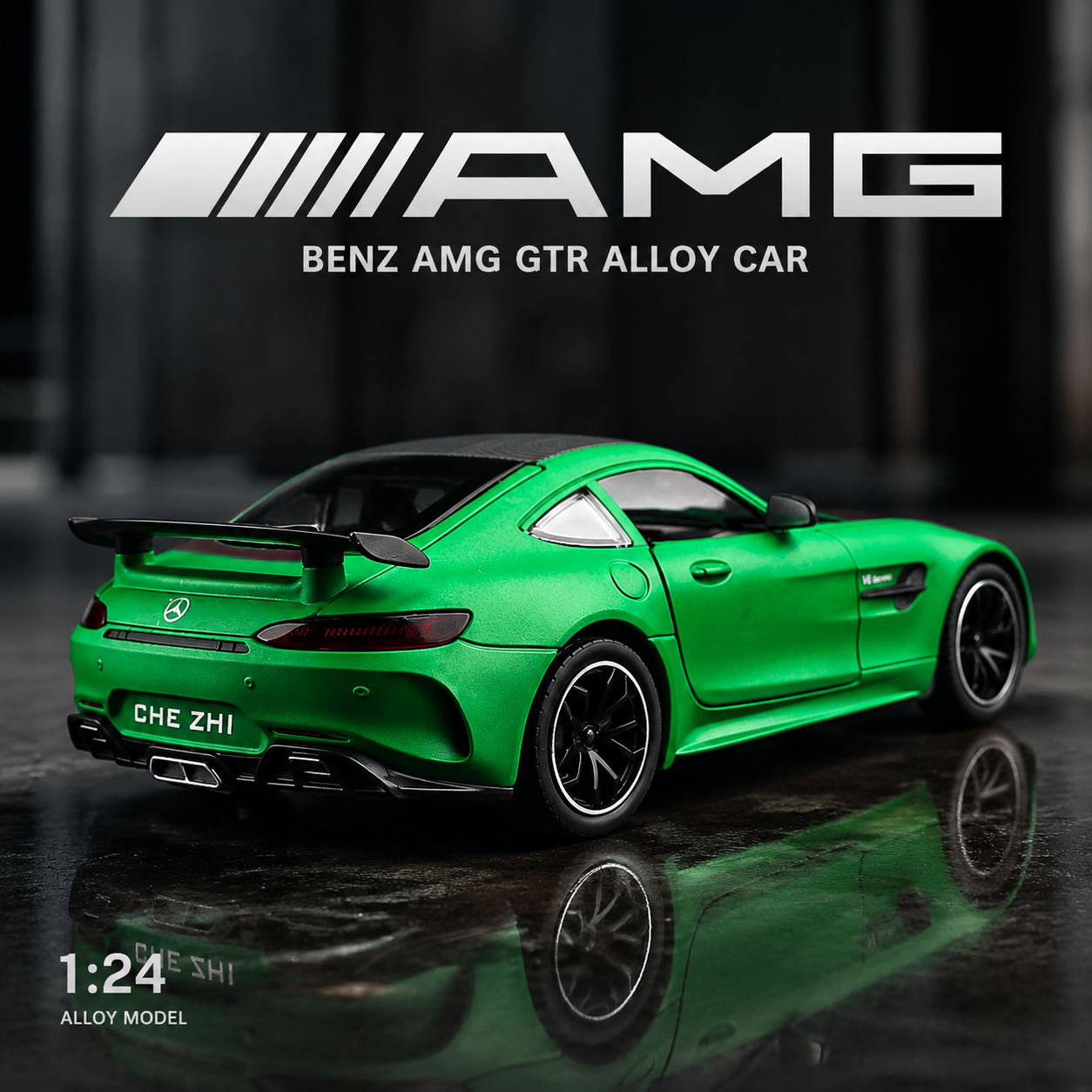 【1/24 ‎Mercedes AMG GT 】比例1/24梅賽德斯賓士AMG GT 超跑合金汽車模型 合金材質 車門模擬設計 橡膠材質輪胎 重力按壓開啟車燈