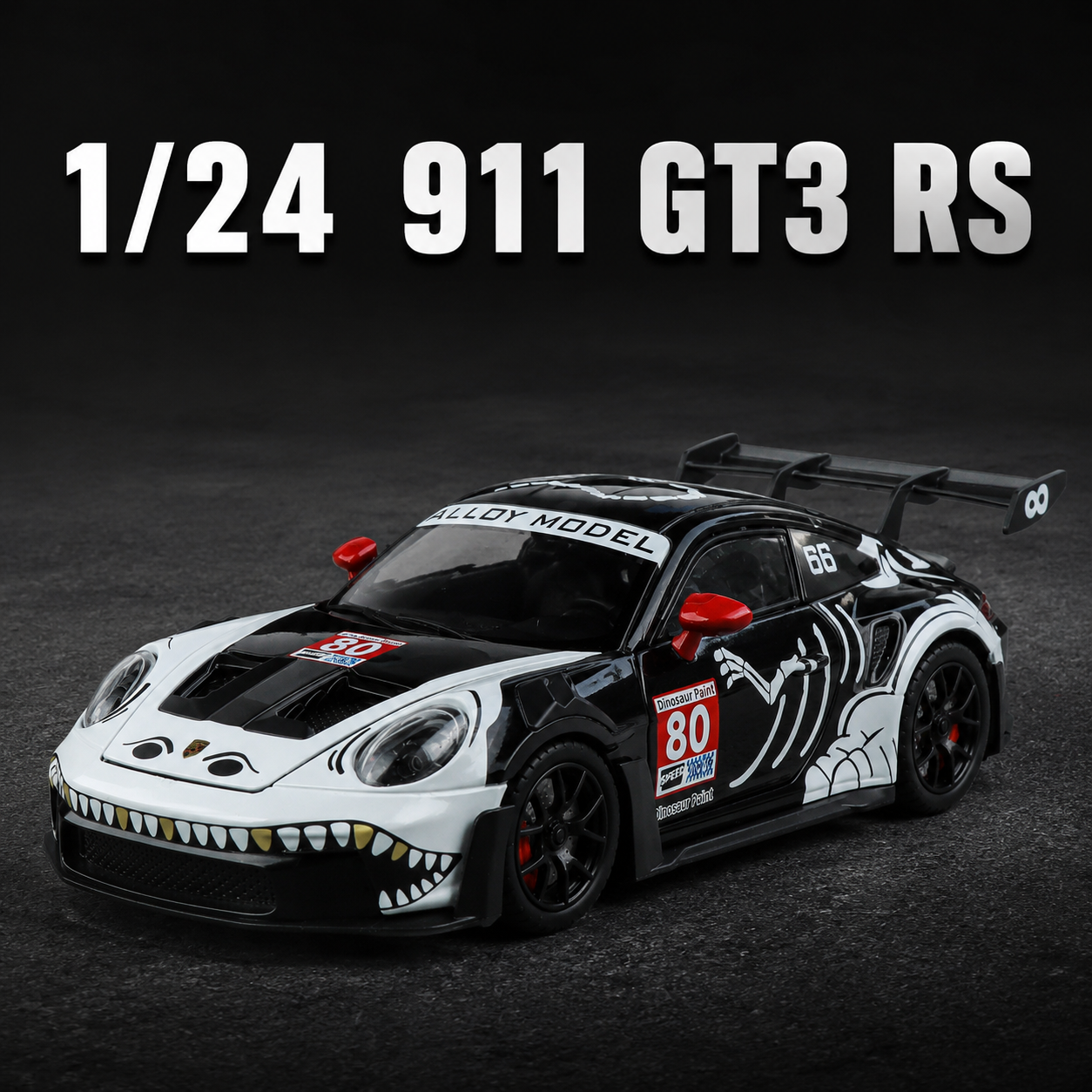 【1/24 ‎Porsche 911 GT3 RS 】比例1/24保时捷911 GT3 RS賽道改裝版合金汽車模型 合金材質 車門模擬設計 橡膠材質輪胎 重力按壓開啟車燈