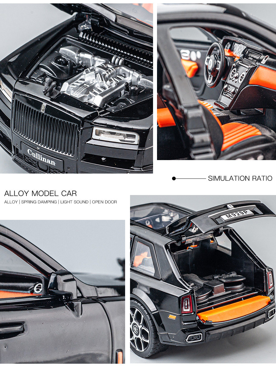 【1:20 Rolls-Royce Cullinan】大號1:20勞斯萊斯庫里南合金汽車模型 內置雨傘可拿出 折疊後視鏡 前後車燈可亮 四輪避震 車門均可開