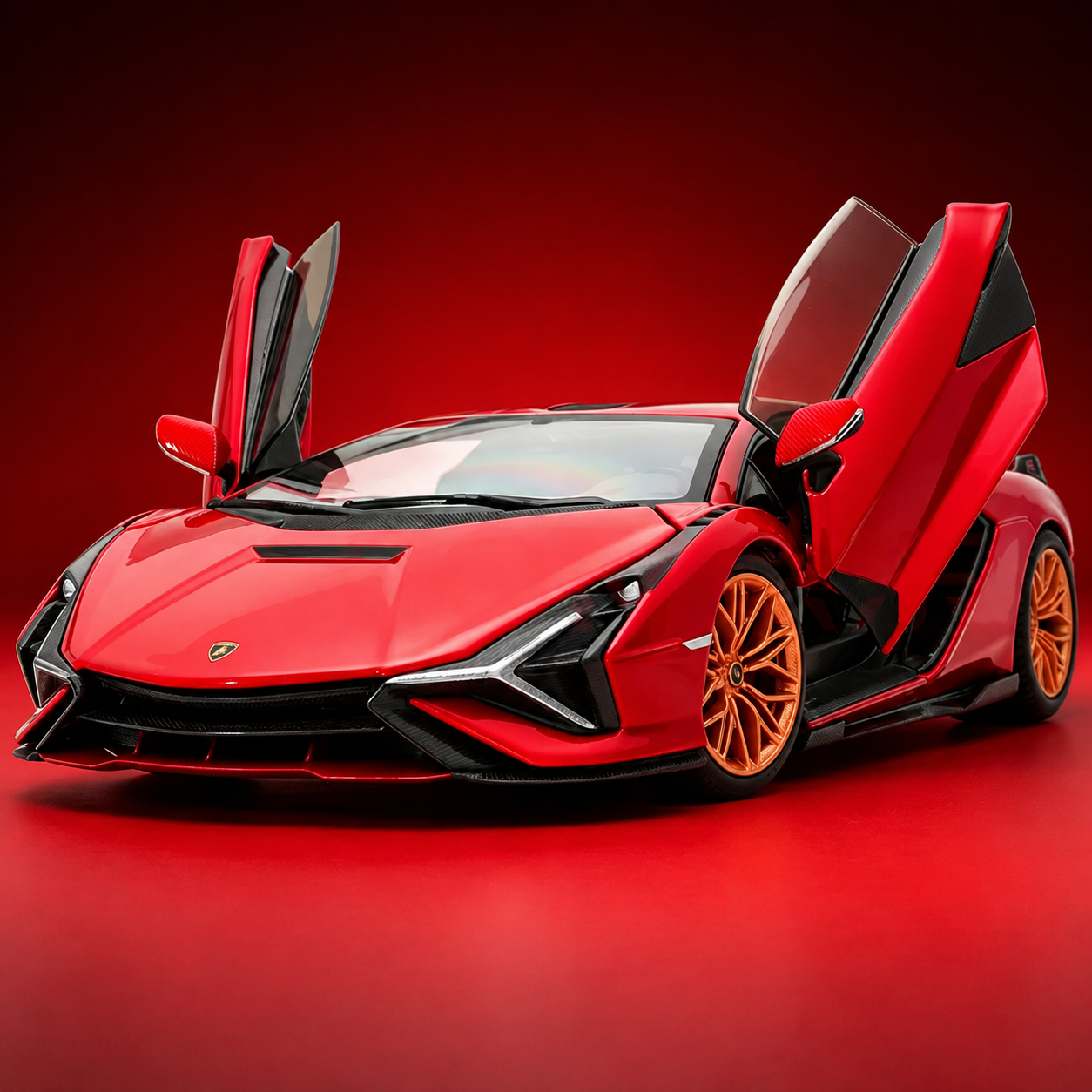 【1:24 ‎Lamborghini SIÁN FKP 37  】比例1:24兰博基尼FKP37超跑合金汽車模型 合金材質 車門模擬設計 橡膠材質輪胎 重力按壓開啟車燈