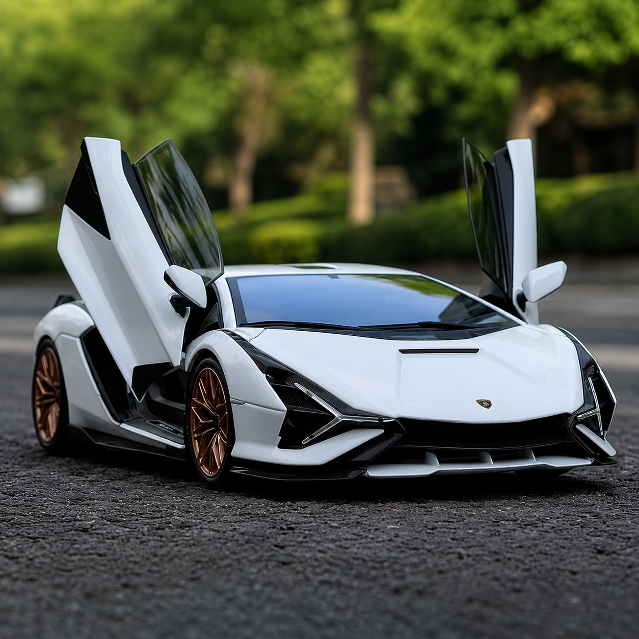 【1:24 ‎Lamborghini SIÁN FKP 37  】比例1:24兰博基尼FKP37超跑合金汽車模型 合金材質 車門模擬設計 橡膠材質輪胎 重力按壓開啟車燈