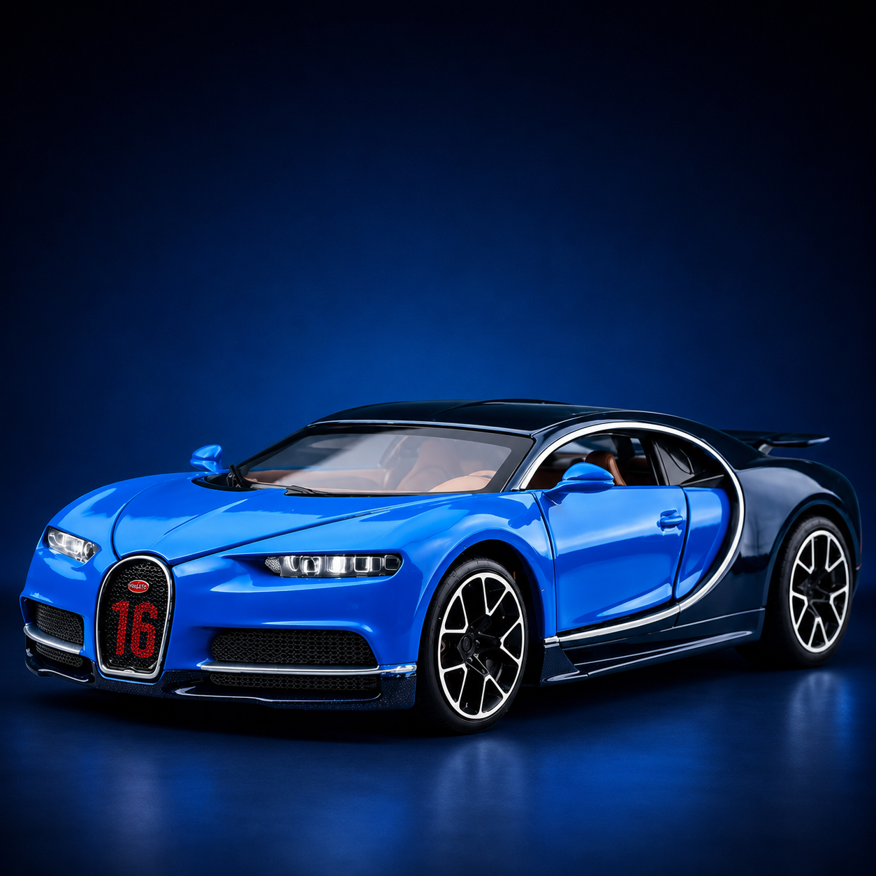 【1:24 Bugatti Chiron 16.4  】比例1:24布加迪威龙超跑合金汽車模型 合金材質 車門模擬設計 橡膠材質輪胎 重力按壓開啟車燈