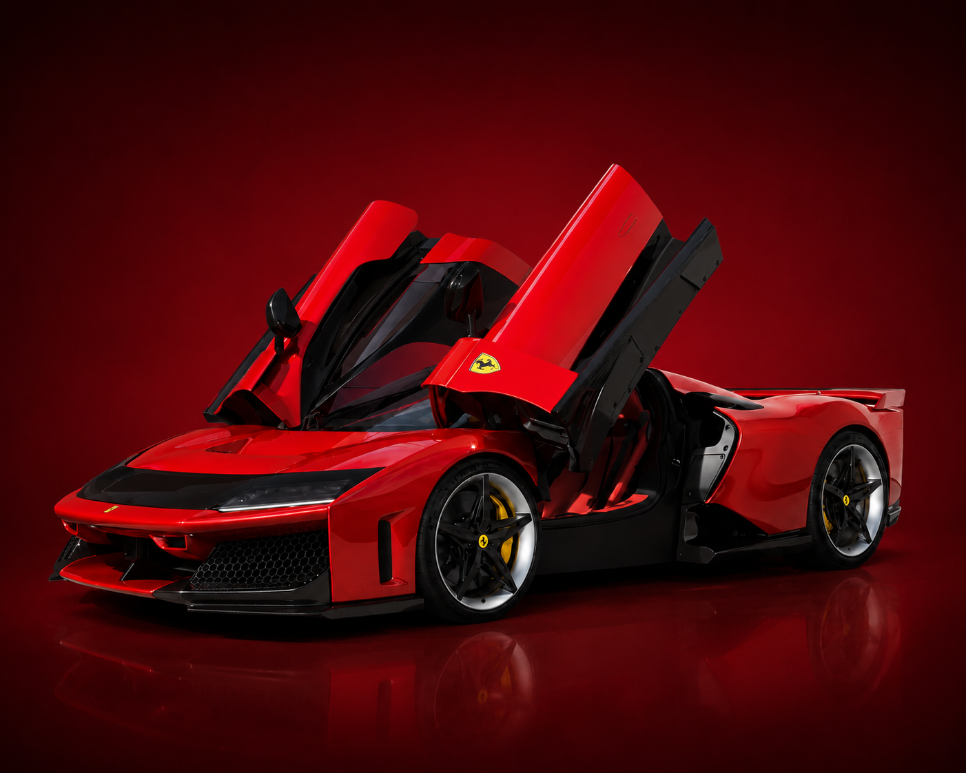 【1:24 ‎Ferrari F80 】比例1:24法拉利F80超跑合金汽車模型 合金材質 車門模擬設計 橡膠材質輪胎 重力按壓開啟車燈
