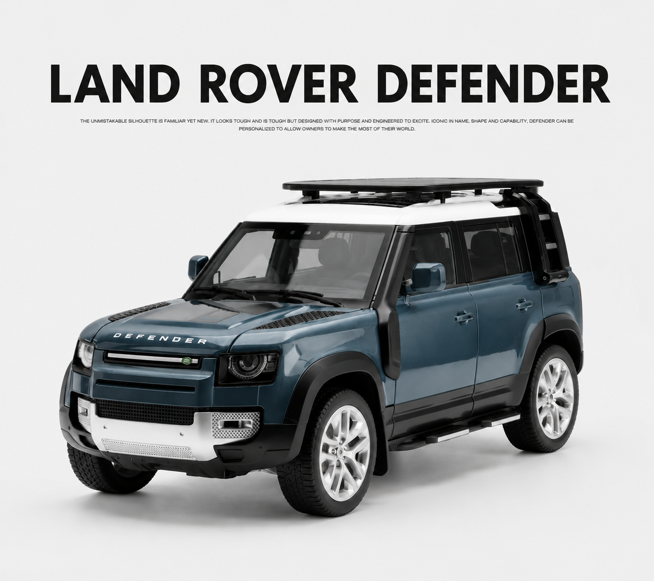 【1:24 Land Rover Defender 】大号1:24路虎捍衛者合金汽车模型 合金材質 車門仿真設計 橡膠材質輪胎 重力按壓開啟車燈