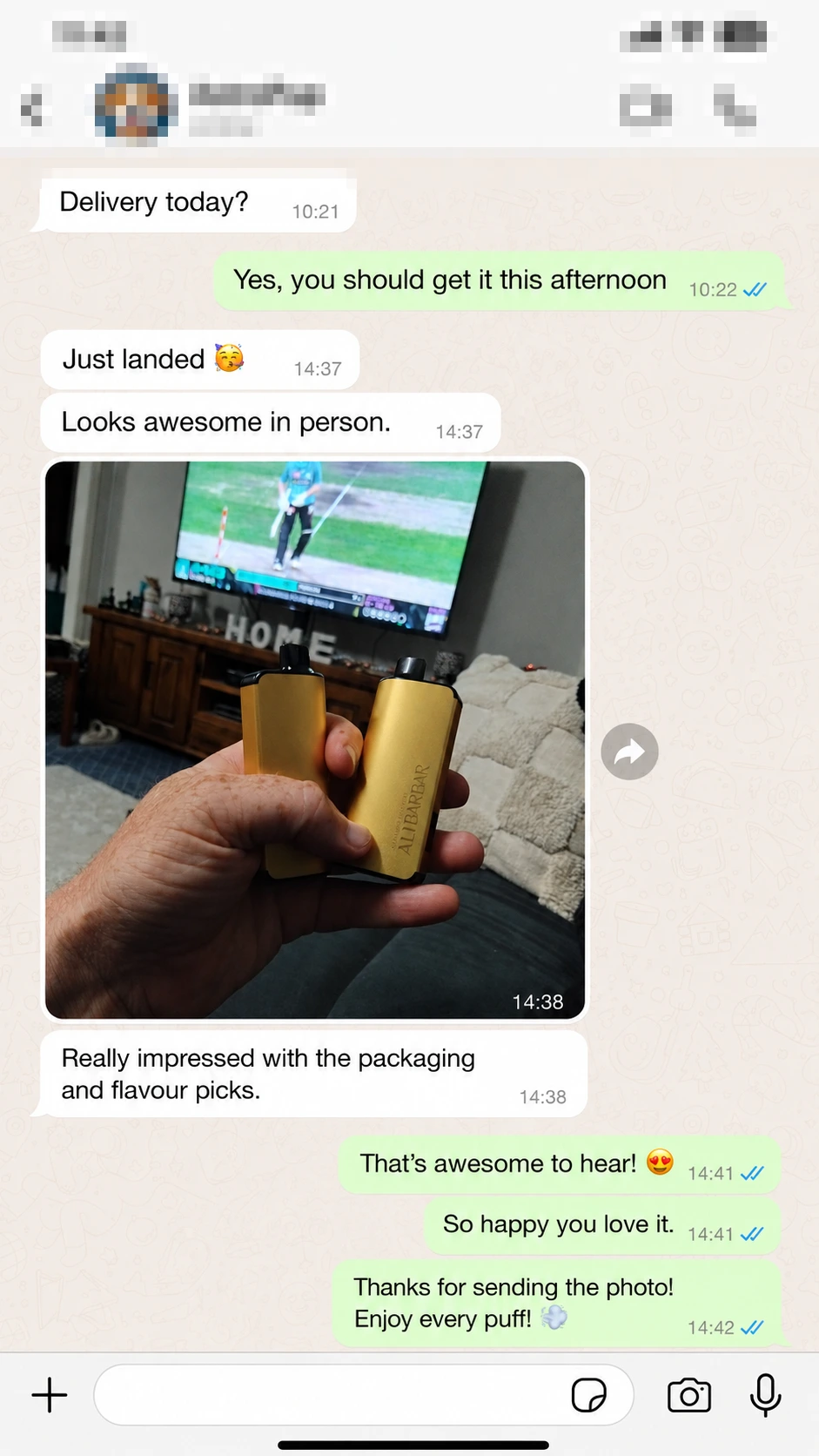 Customer delivery photo and feedback message 4