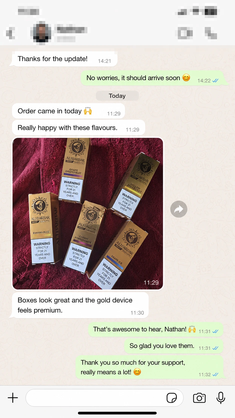 Customer delivery photo and feedback message 2