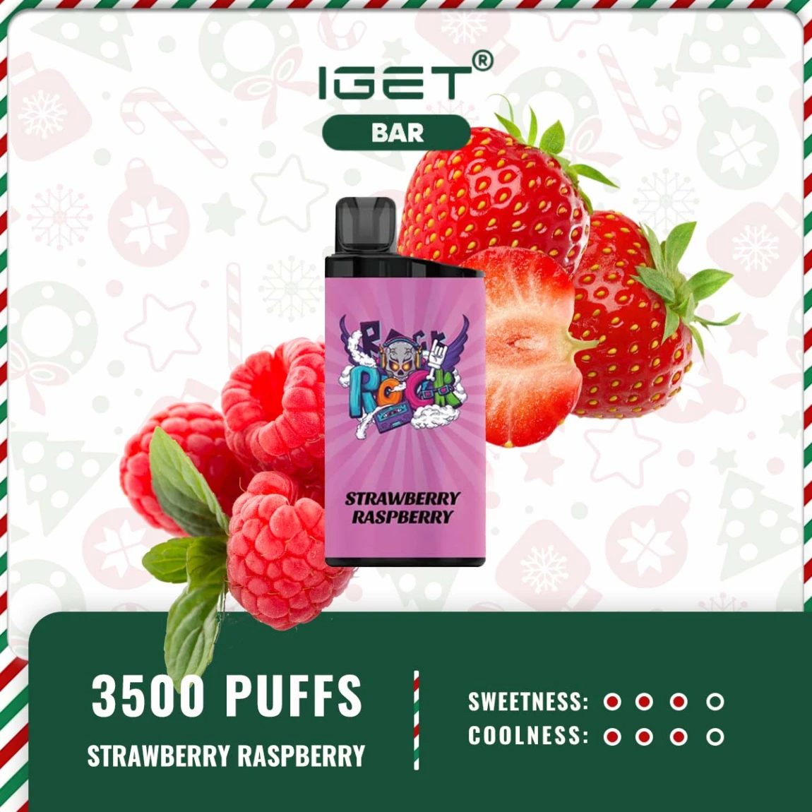 IGET BAR 3500 PUFFS – STRAWBERRY RASPBERRY