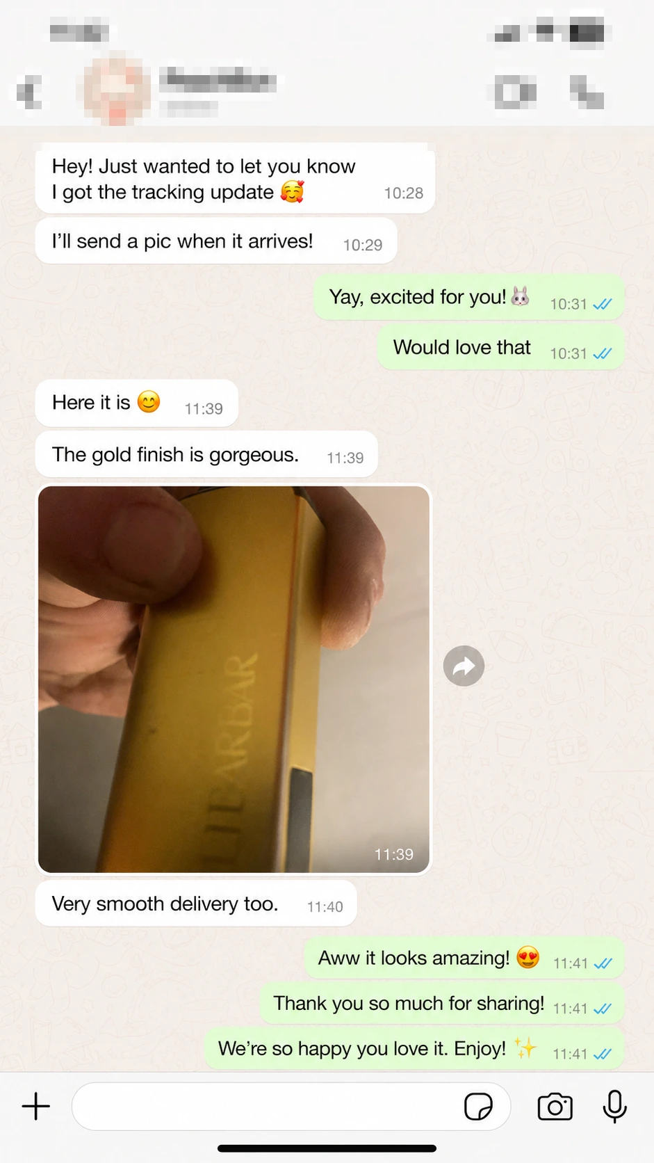 Customer delivery photo and feedback message 8