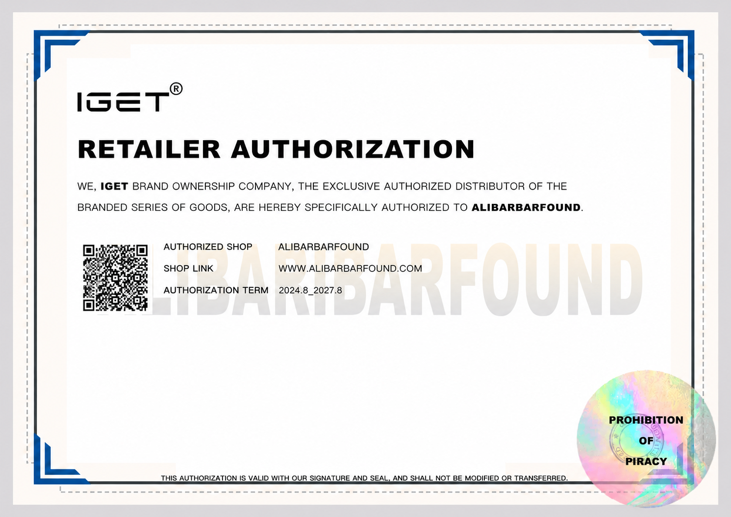 Official Retailer Authorization