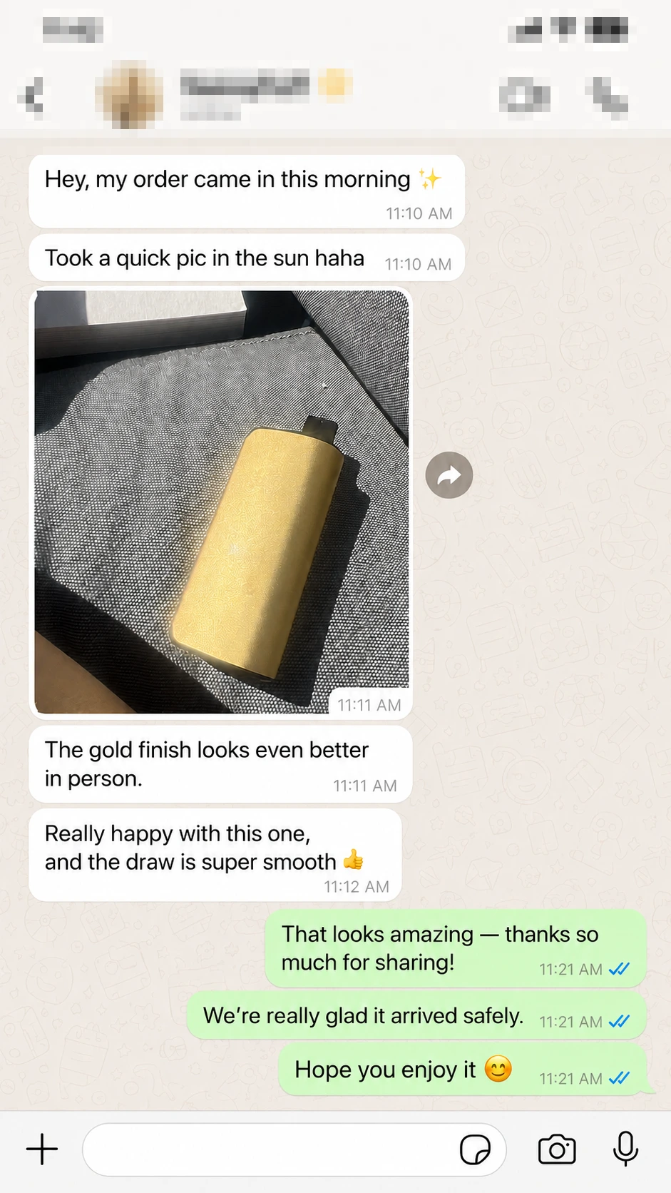 Customer delivery photo and feedback message 10