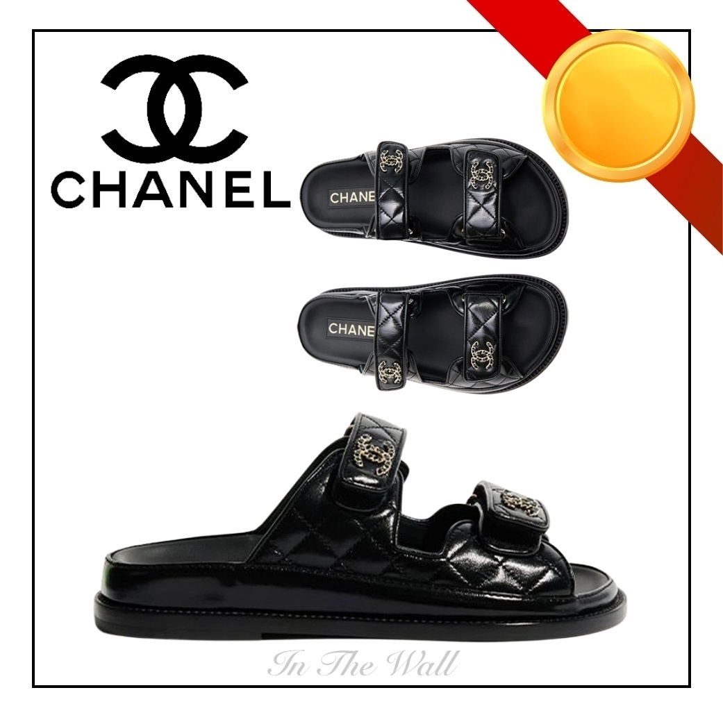 【CHANEL】ミュール サンダル ラムスキン＆ブラック