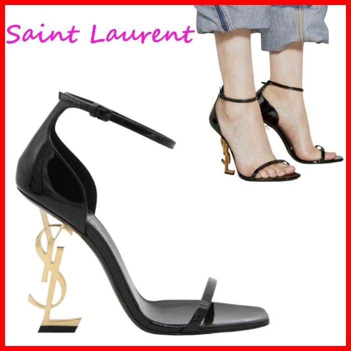 Saint Laurent ロゴ OPIUM オープントゥ レザー サンダル