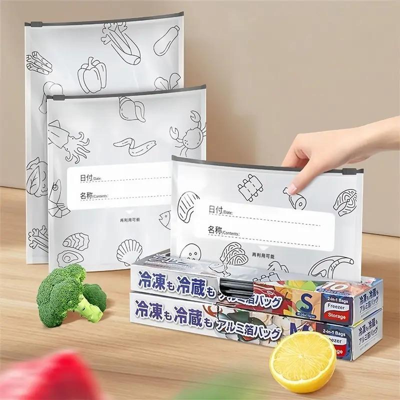 Beg Simpanan Makanan Sejuk Beku Aluminium, Beg Ziplock Boleh Guna Semula, Pelbagai Saiz