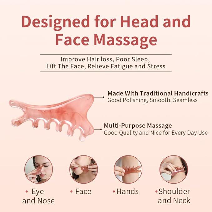 Alat Urut & Gua Sha Serbaguna | Sikat Urut Kepala, Muka & Badan, Anti Kedut, Menggalakkan Peredaran Darah