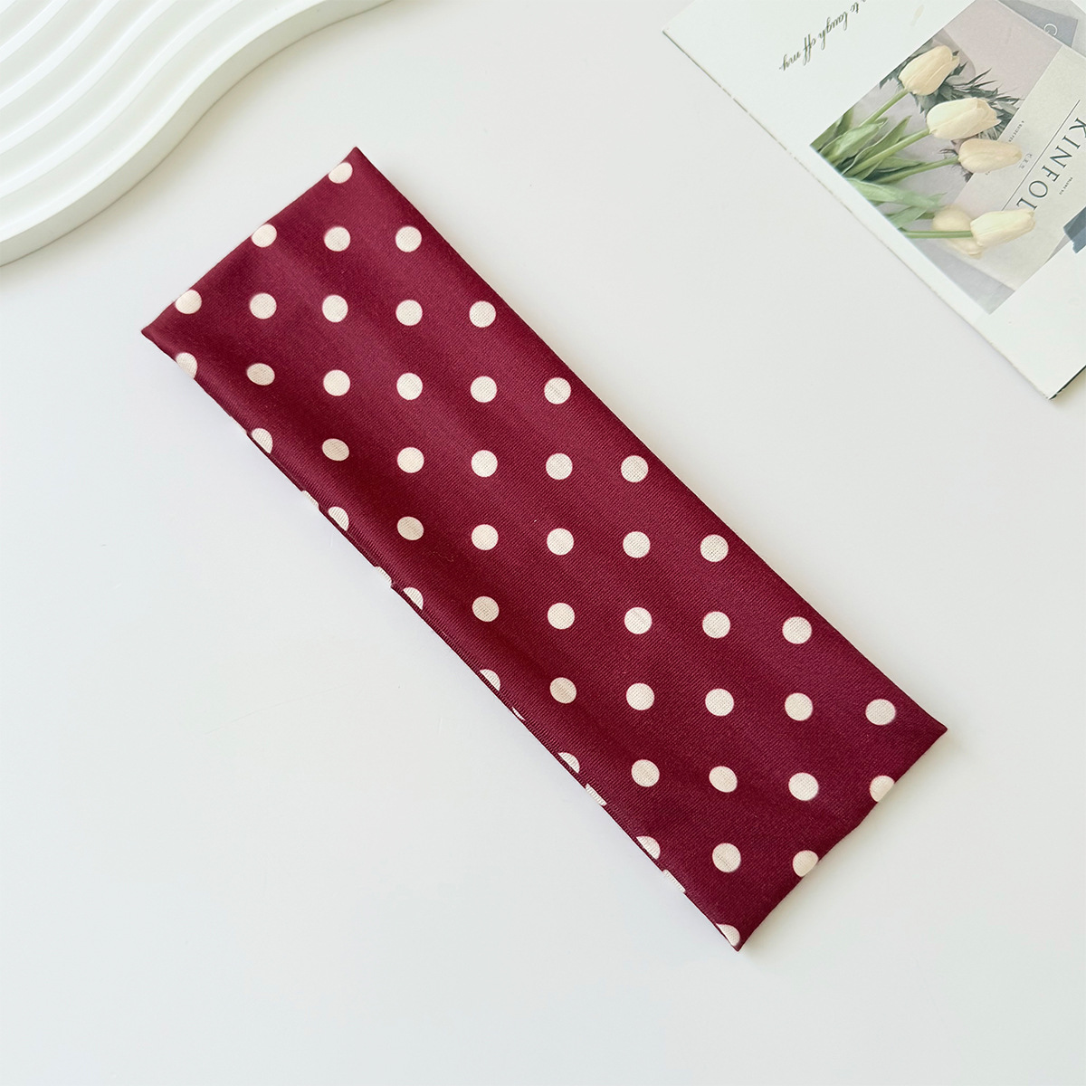Headband Dots Cotton Lembut, Ikat Kepala Anti-Slip untuk Olahraga & Harian, Pelbagai Warna
