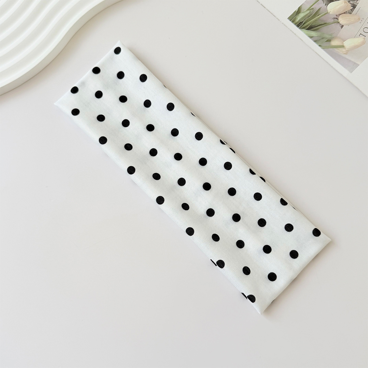 Headband Dots Cotton Lembut, Ikat Kepala Anti-Slip untuk Olahraga & Harian, Pelbagai Warna