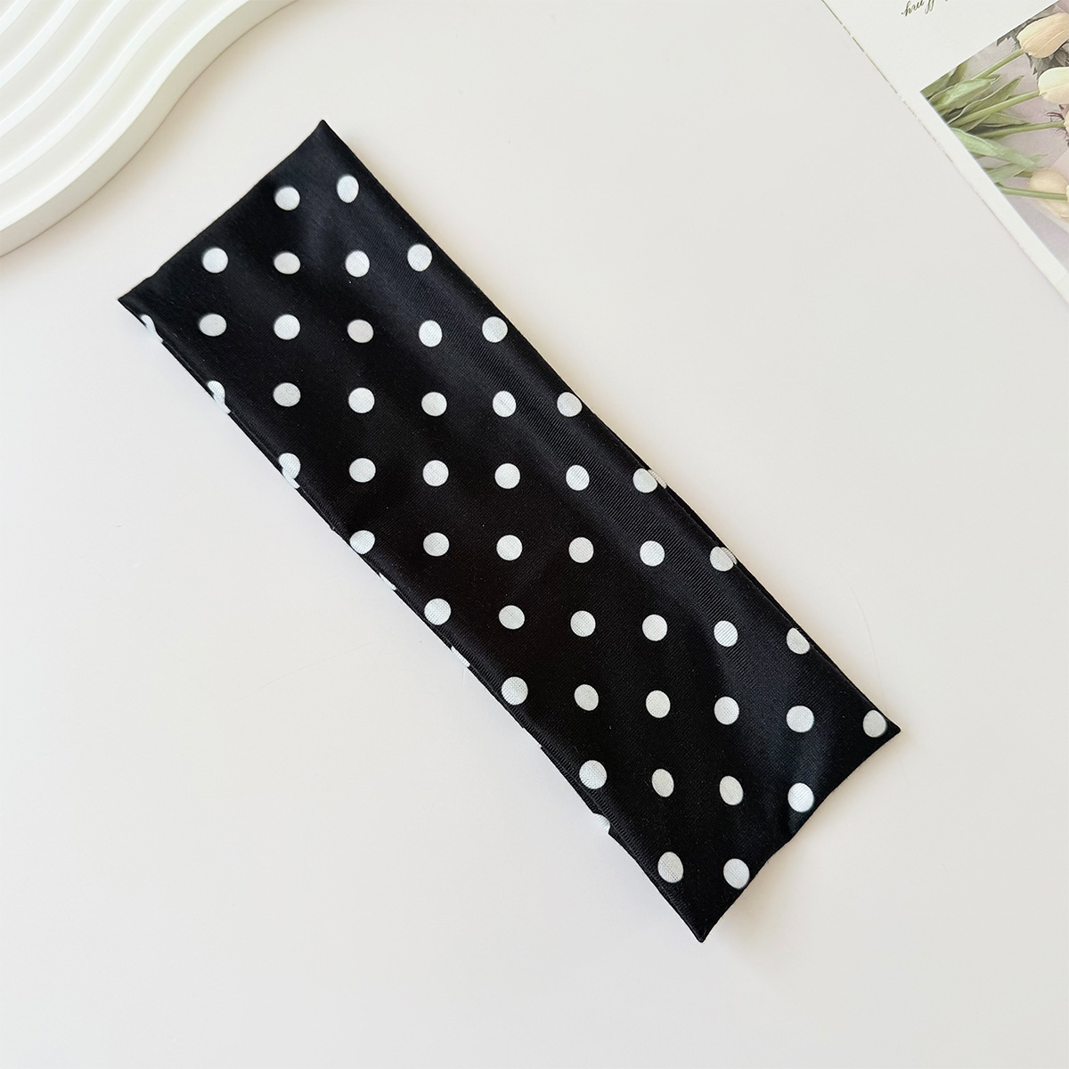 Headband Dots Cotton Lembut, Ikat Kepala Anti-Slip untuk Olahraga & Harian, Pelbagai Warna