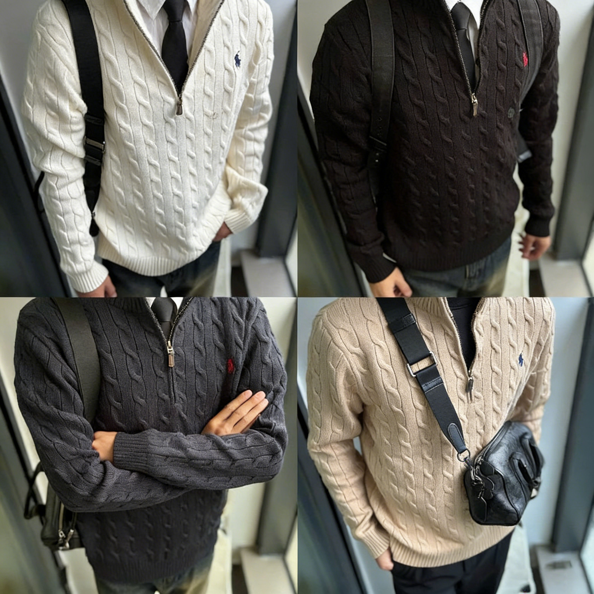 秋冬 刺繍 ハーフジップカラー セーター 秋冬 ニットトップス