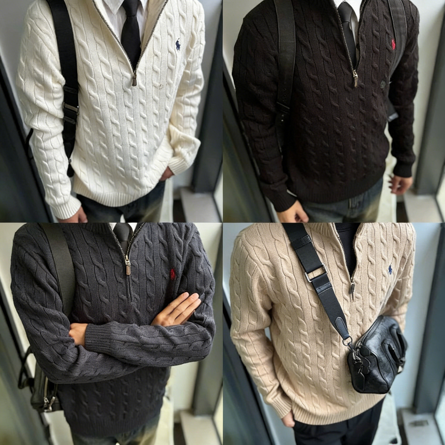 秋冬 刺繍 ハーフジップカラー セーター 秋冬 ニットトップス