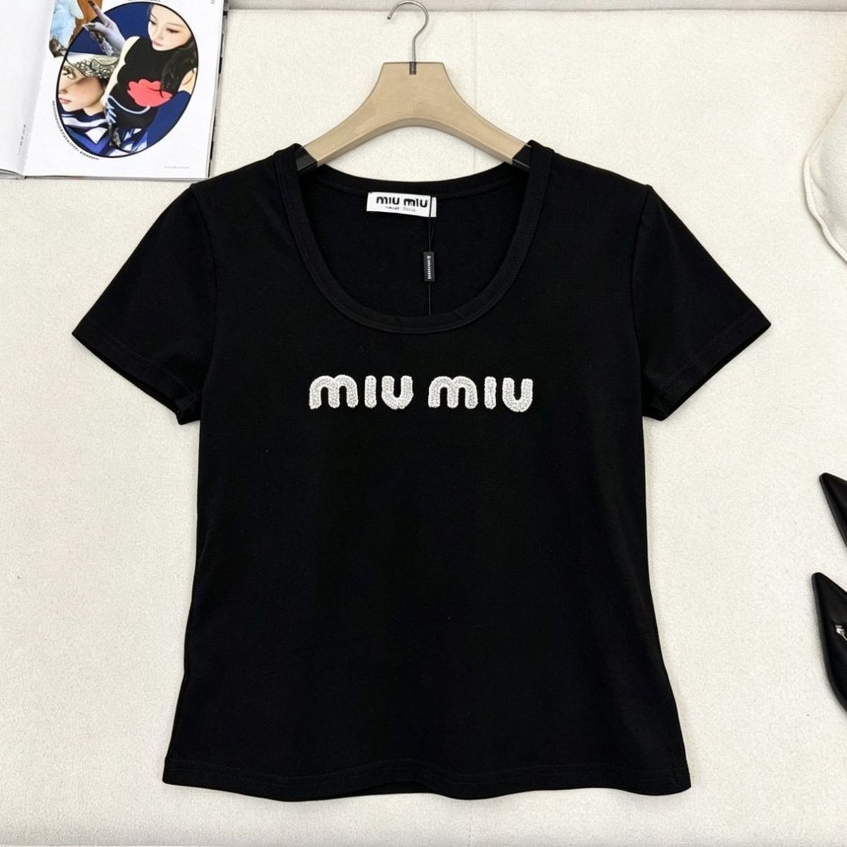 夏用ラウンドネックゆったり万能レター半袖Tシャツ（レディース）