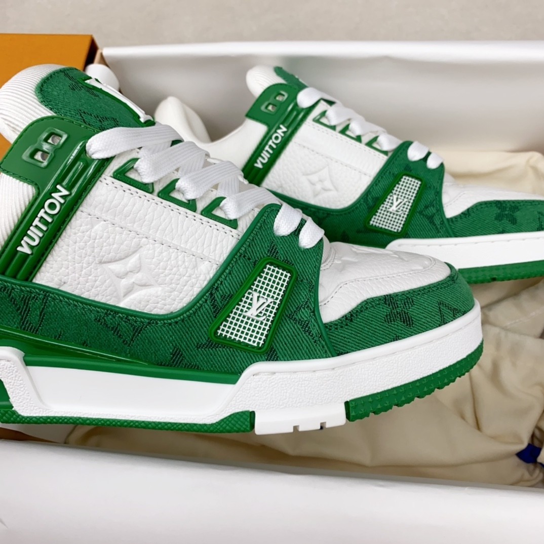 【L002】ルイ・ヴィトン Louis Vuitton LV Trainer Sneaker "Green"