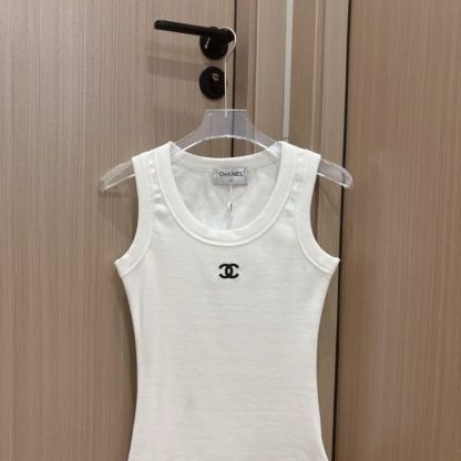 刺繍入りスリムフィットピュアコットンキャミソールベスト、万能ノースリーブベースレイヤートップ