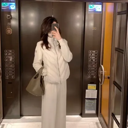 『S-L』好感度100％ 大人らしい おしゃれ スタンドネック 合切り替え ダウンアウター