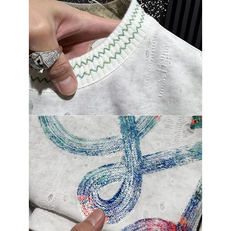 『M-4XL』新作 夏物 メンズ ハイエンド タイダイ刺繍入り半袖Tシャツ