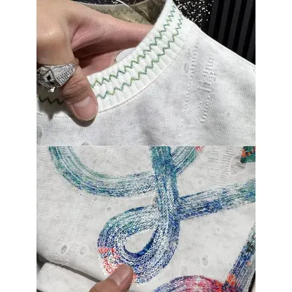 『M-4XL』新作 夏物 メンズ ハイエンド タイダイ刺繍入り半袖Tシャツ