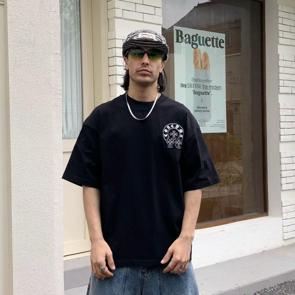 『M-3XL』新作の純綿半袖Tシャツ。ゆったりとした着心地で、プリント柄が施されており