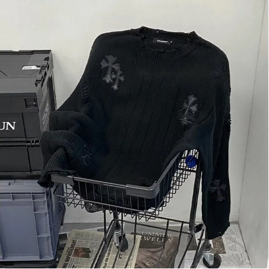 『S-8XL』レトロな秋冬のゆったりセーターのカップルコーデ