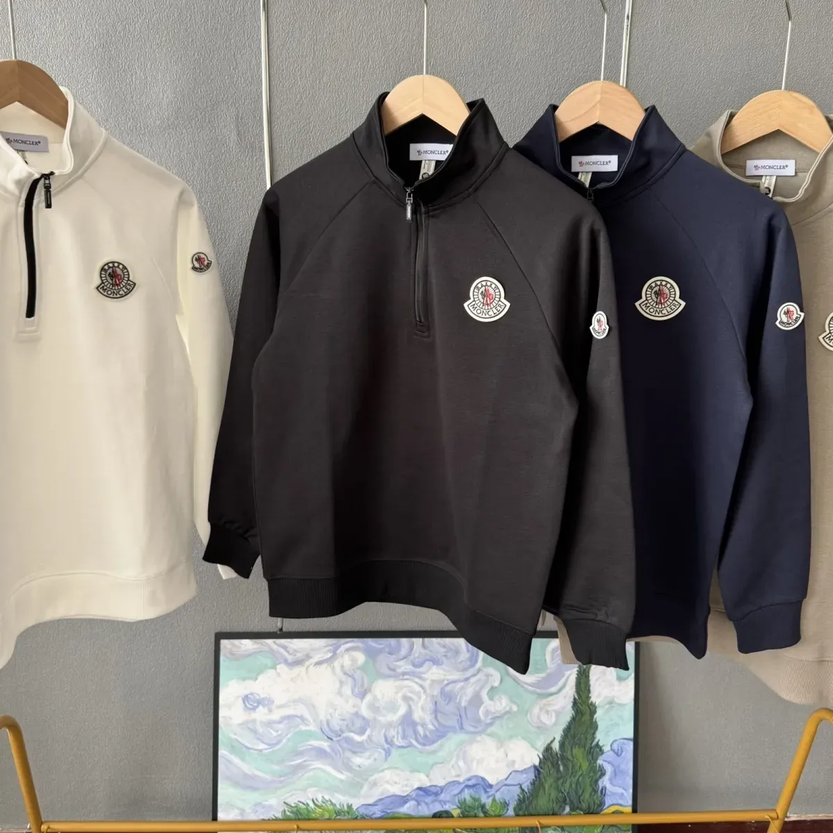 『M-4XL』スタンドカラーのハーフジッププルオーバースウェットシャツ、新しいカジュアルスタイル、厚手の長袖
