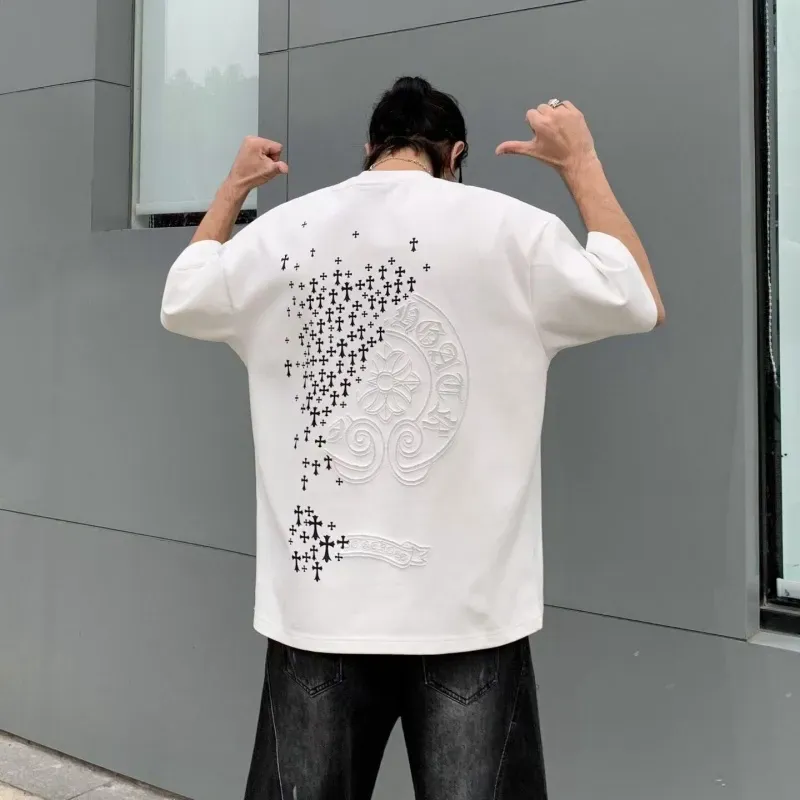 『M-3XL』好感度100％ 質感のいい 高級感 トレンド クロス 半袖 Tシャツ