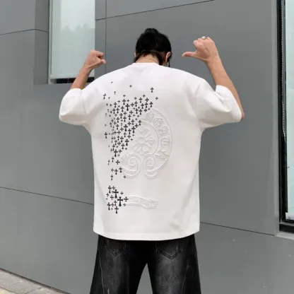 『M-3XL』好感度100％ 質感のいい 高級感 トレンド クロス 半袖 Tシャツ