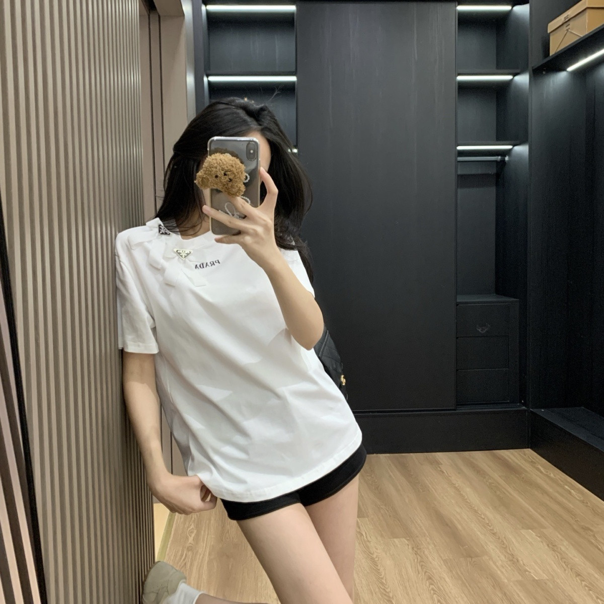 『S-L』春夏人気商品 ベルベットリボン付き半袖クルーネックTシャツ