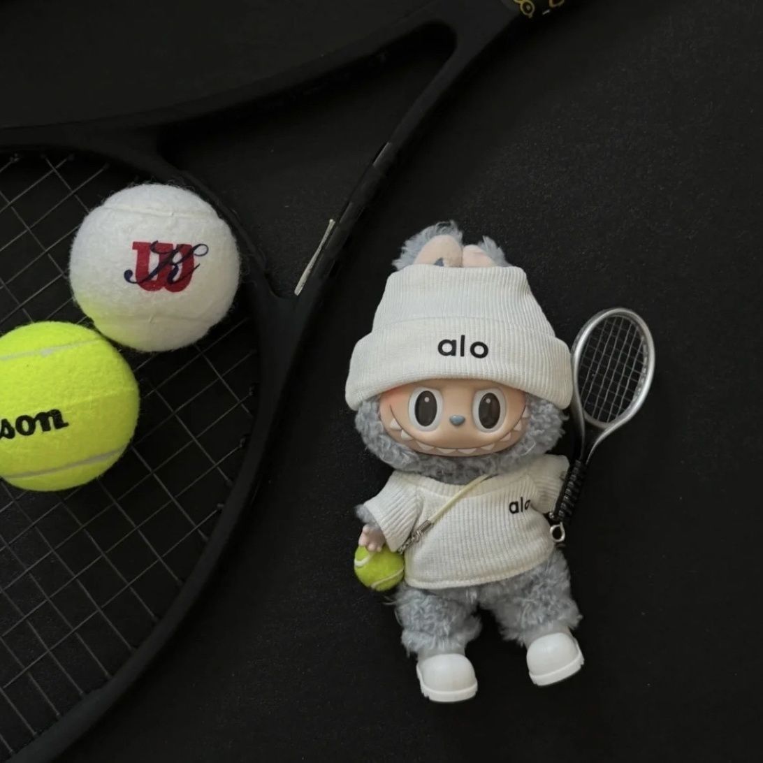 labubu 超かわいいテニススポーツスーツベビー服 17cm ぬいぐるみ人形 ユニバーサルチェンジスポーツウェア かわいい