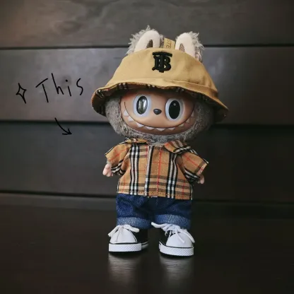 服のみ、Labubu人形の服、チェック柄のトレンディなシャツ、服、ビニール製の顔の人形の服、着替え