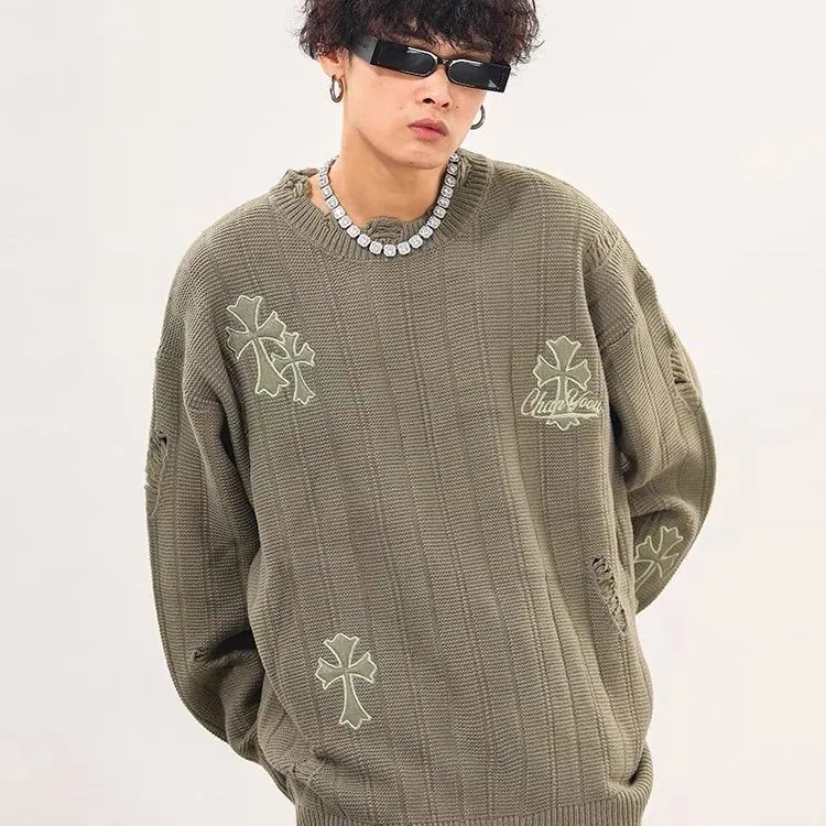 『S-8XL』レトロな秋冬のゆったりセーターのカップルコーデ