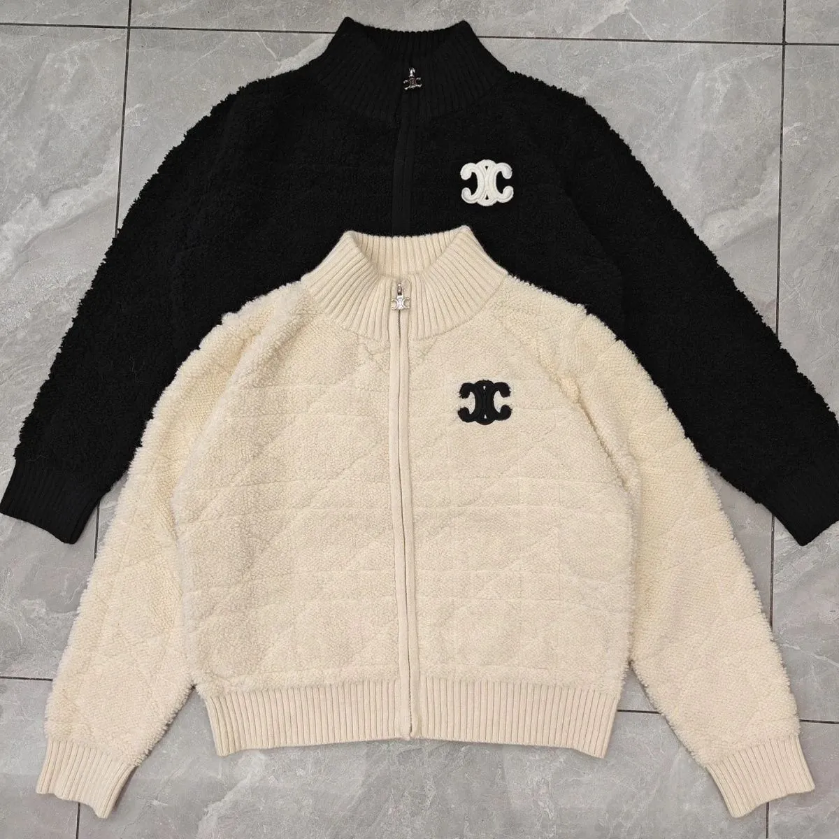 『S-XL』秋冬刺繍ニットカーディガンジッパージャケット高級セーター