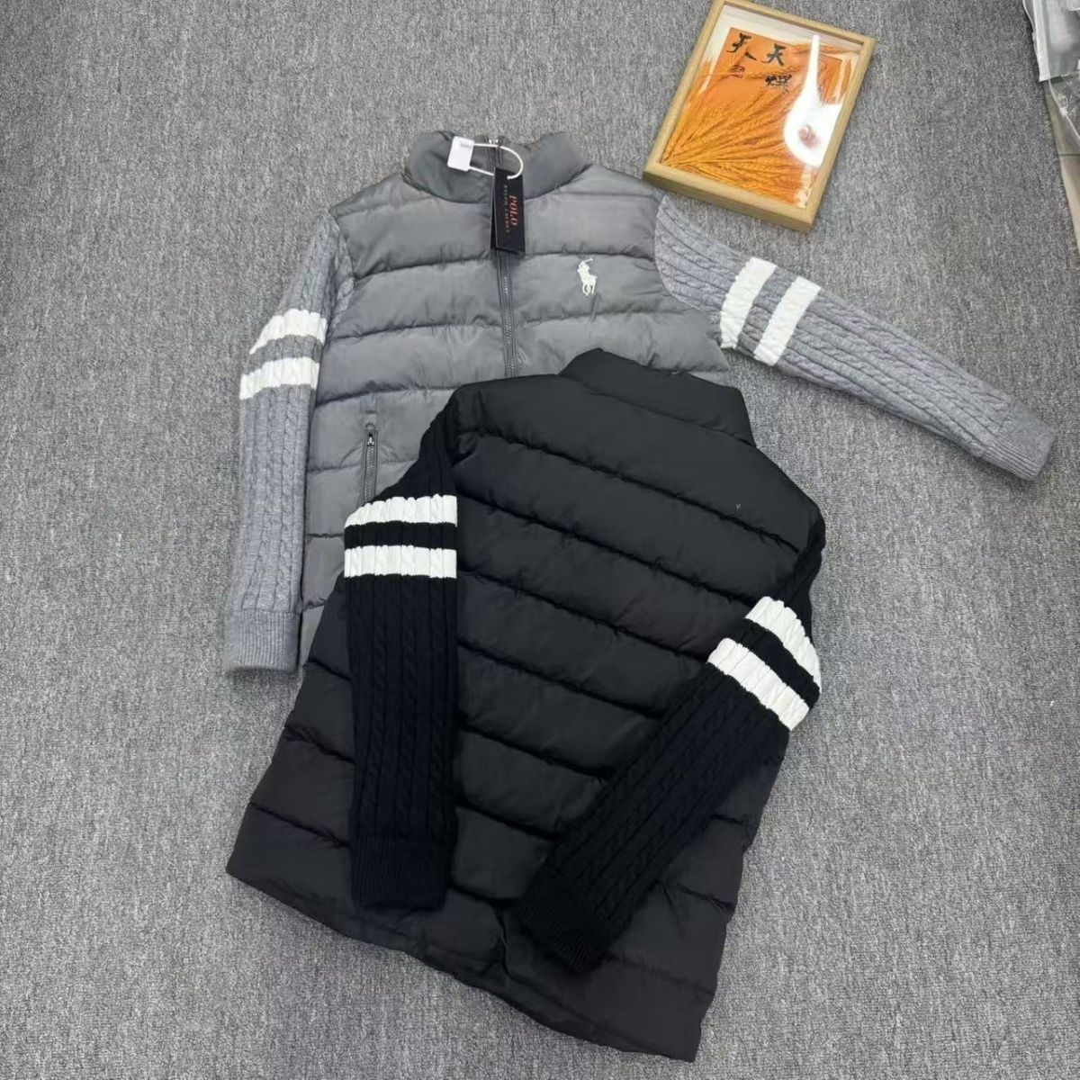 『L-5XL』2025年冬新作 リブトリム付きコットンパッド入りジャケット スタンドカラーニットコート カップル向け 厚手