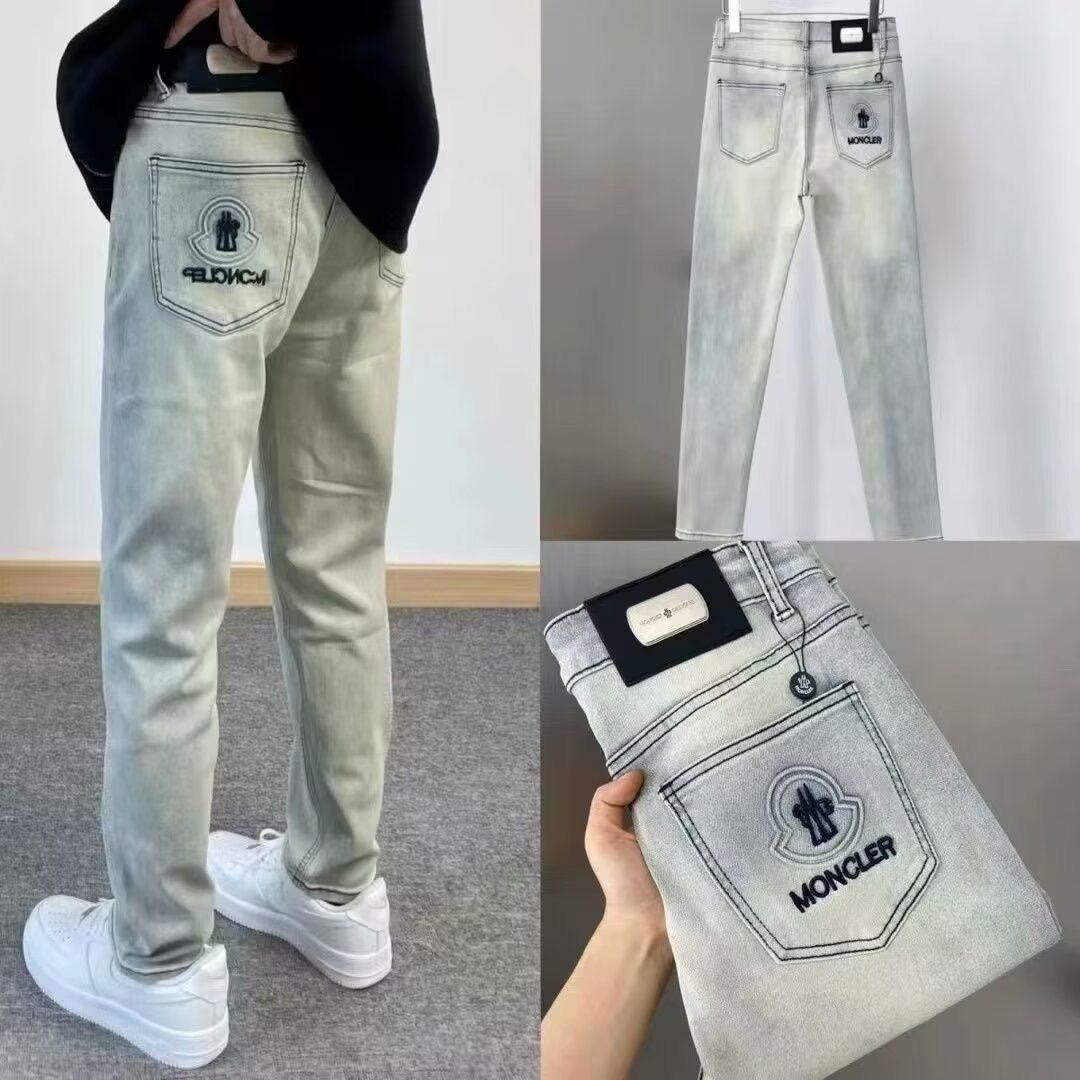 『S-3XL』秋の新作刺繍入りレターストレートレッグジーンズ