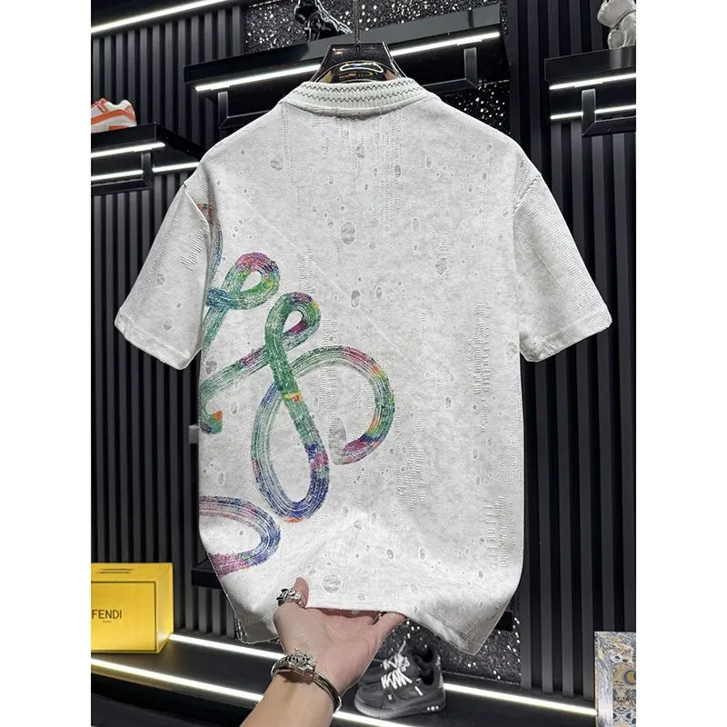 『M-4XL』新作 夏物 メンズ ハイエンド タイダイ刺繍入り半袖Tシャツ