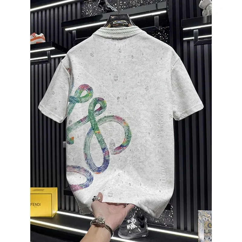 『M-4XL』新作 夏物 メンズ ハイエンド タイダイ刺繍入り半袖Tシャツ