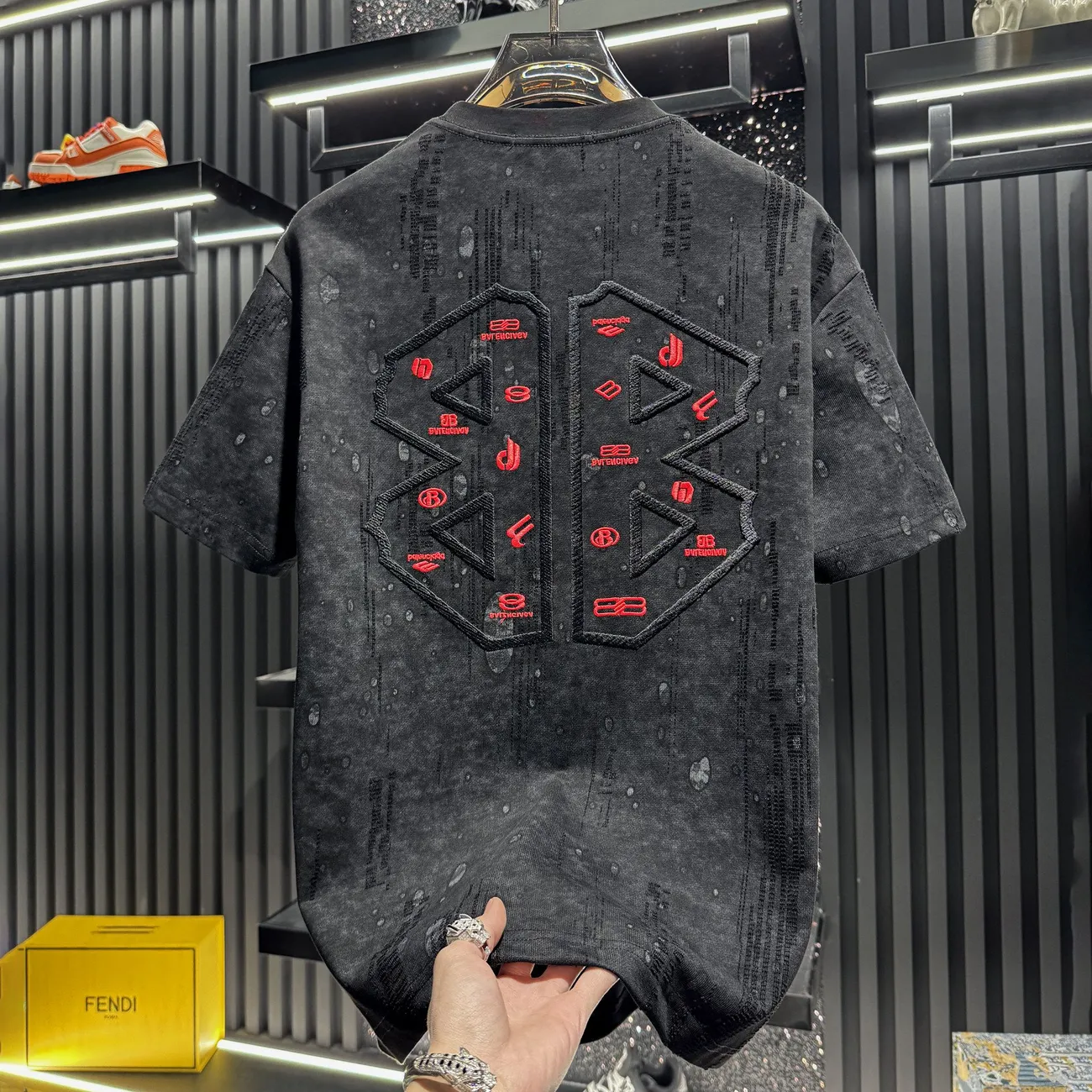 『M-3XL』メンズ高級刺繍入りタイダイ半袖Tシャツ、最新のファッショナブルなアメリカンスタイル。