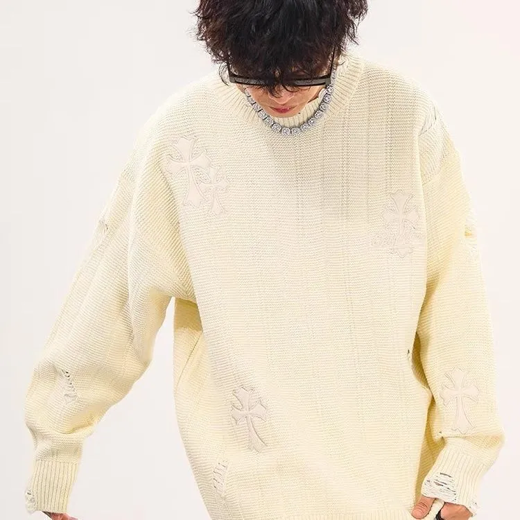 『S-8XL』レトロな秋冬のゆったりセーターのカップルコーデ