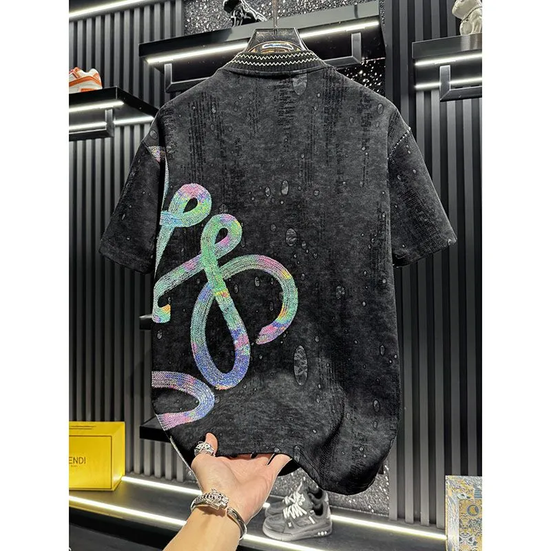 『M-4XL』新作 夏物 メンズ ハイエンド タイダイ刺繍入り半袖Tシャツ