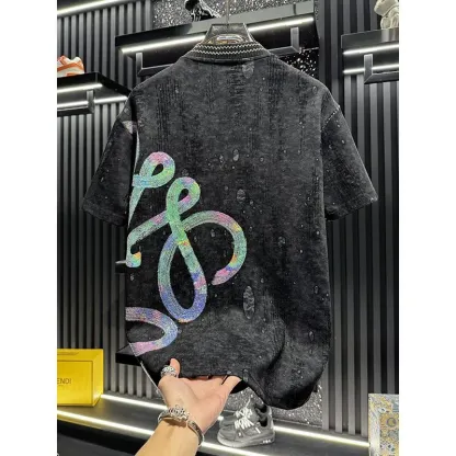 『M-4XL』新作 夏物 メンズ ハイエンド タイダイ刺繍入り半袖Tシャツ