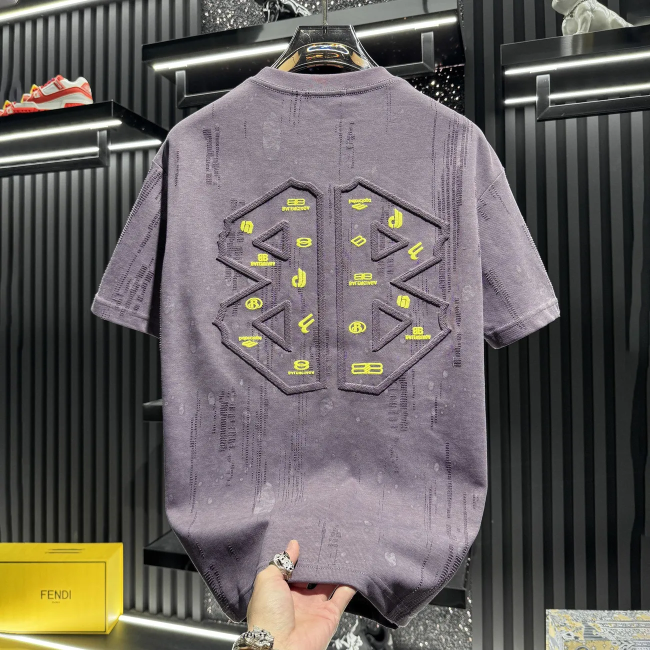 『M-3XL』メンズ高級刺繍入りタイダイ半袖Tシャツ、最新のファッショナブルなアメリカンスタイル。