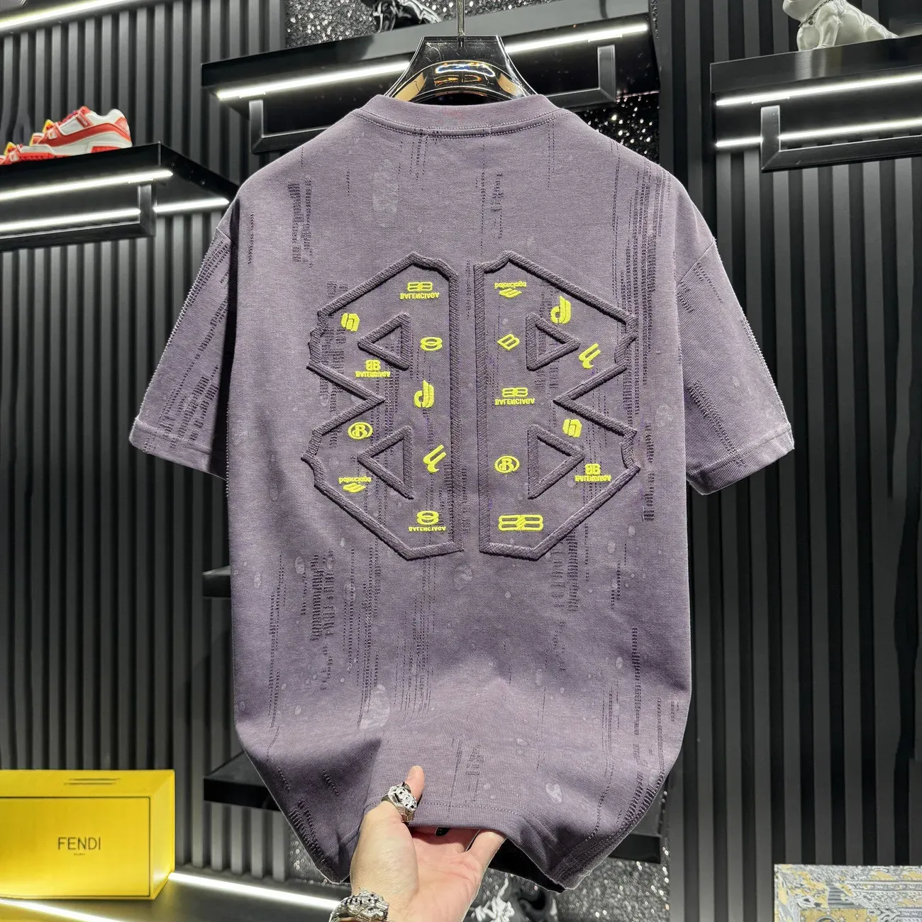 『M-3XL』メンズ高級刺繍入りタイダイ半袖Tシャツ、最新のファッショナブルなアメリカンスタイル。