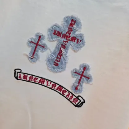 『S-2XL』新作 夏物 刺繍入り 半袖 プレミアム カジュアル ルーズ クルーネック Tシャツ